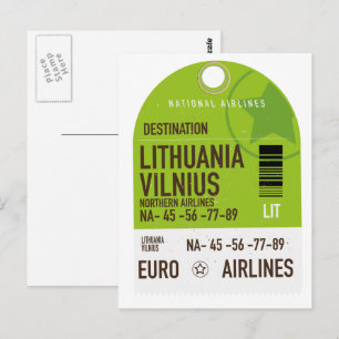 Lithuania Vilnius airliner travel ticket Postcard