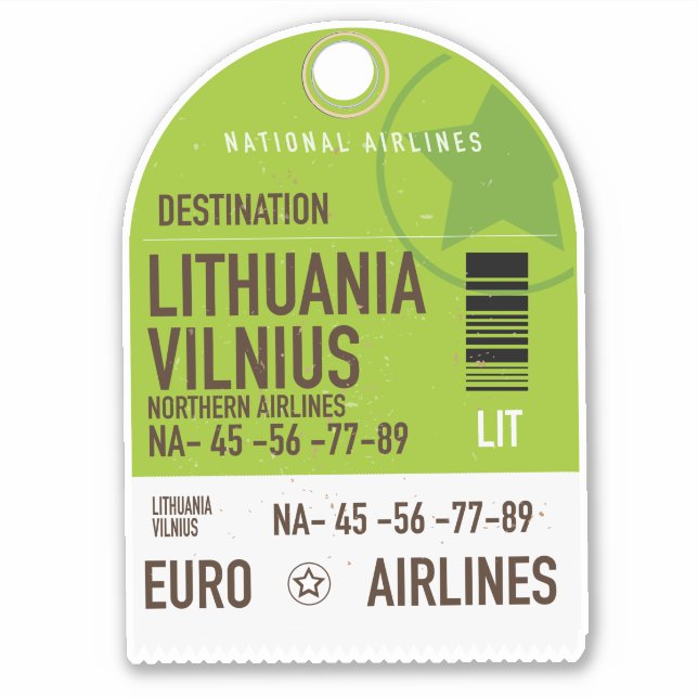 Lithuania Vilnius airliner travel ticket Sticker (Front)