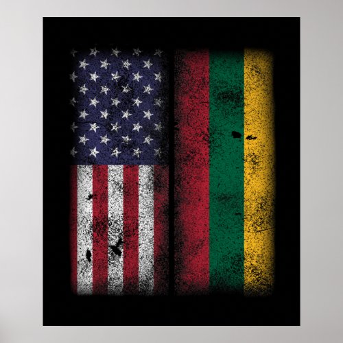 Lithuanian American Flag Lithuania Lietuva Poster