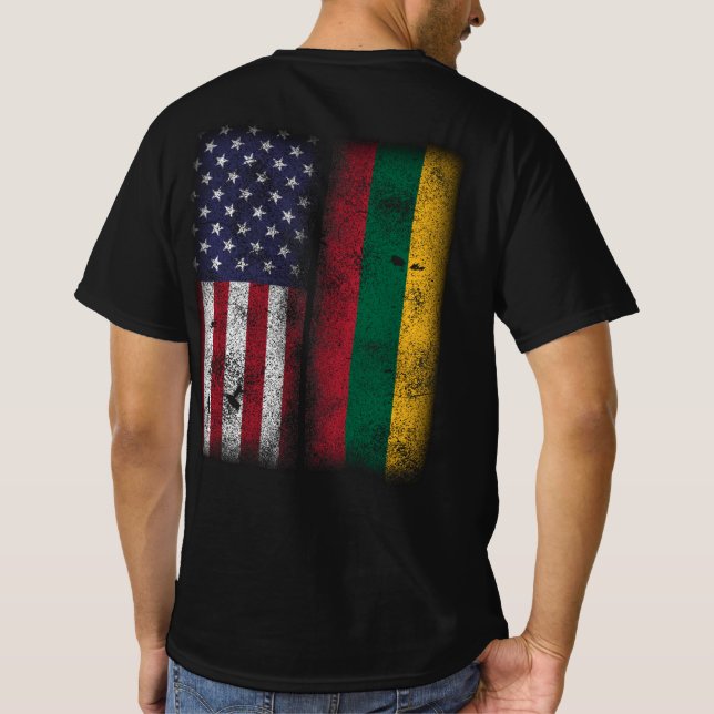 Lithuanian American Flag Lithuania Lietuva T-Shirt (Back)