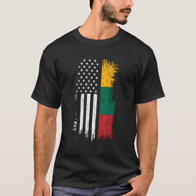 Lithuanian American Flag Pride Lithuania Usa T-Shirt (Front)