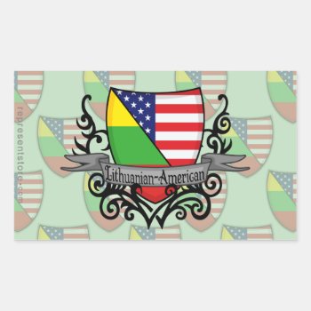 Lithuanian-american Shield Flag Rectangular Sticker by representshop at Zazzle