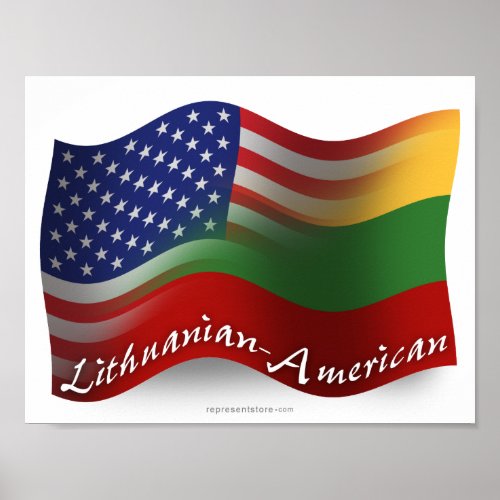 Lithuanian_American Waving Flag Poster