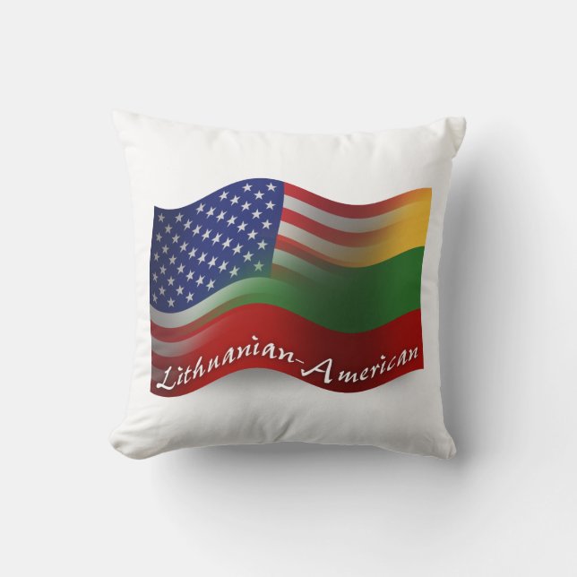Lithuanian-American Waving Flag Throw Pillow (Front)