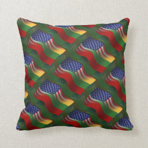 Lithuanian-American Waving Flag Throw Pillow