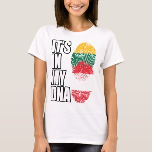 Lithuanian And Austrian Mix Heritage DNA Flag T_Shirt