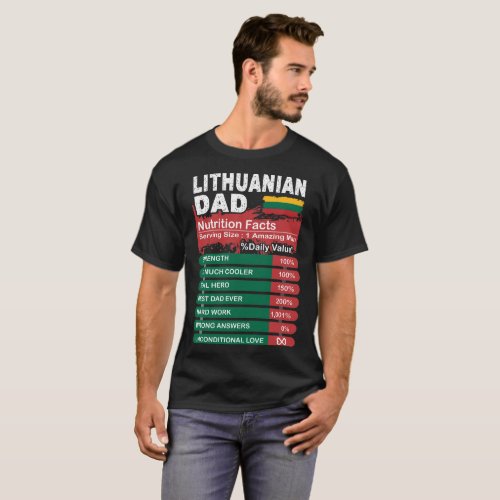 Lithuanian Dad Nutrition Facts Serving Size Tshirt