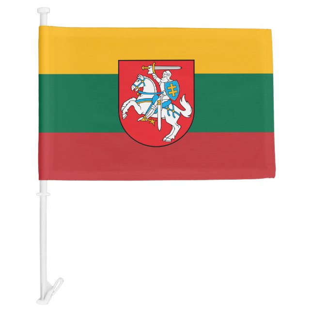 Lithuanian flag-coat of arms car flag (Front)