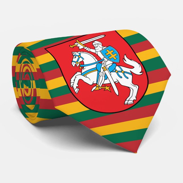 Lithuanian Flag & Coat of Arms, Flag of Lithuania Neck Tie (Rolled)