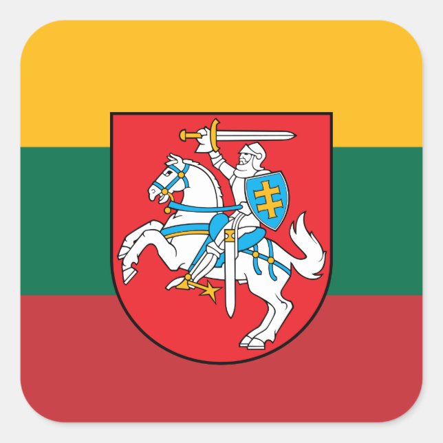 Lithuanian Flag & Coat of Arms, Flag of Lithuania Square Sticker (Front)