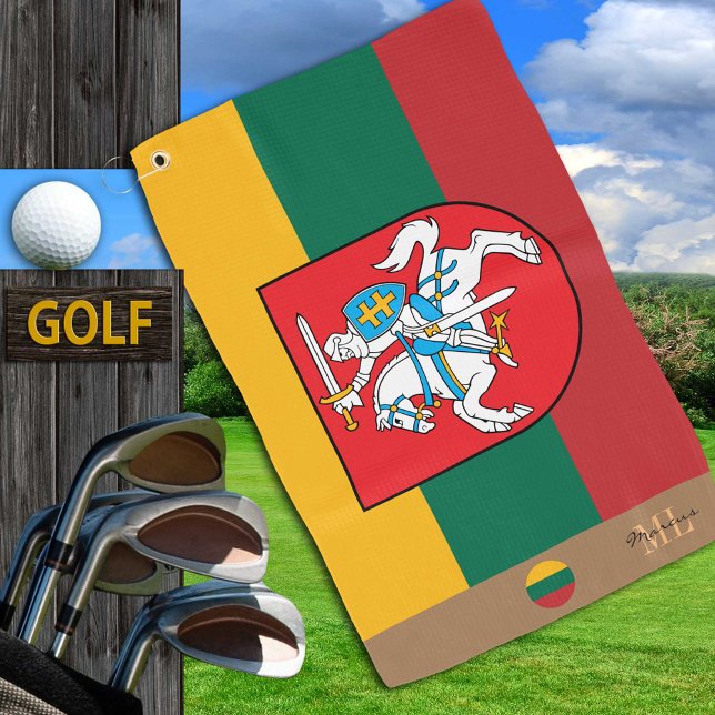 Lithuanian flag & Lithuania monogrammed /golf Golf Golf Towel (Creator Uploaded)
