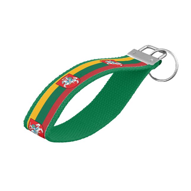 Lithuanian Flag & Lithuania wrist keychain fashion (Angled Up)