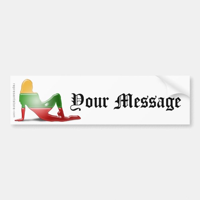 Lithuanian Girl Silhouette Flag Bumper Sticker (Front)