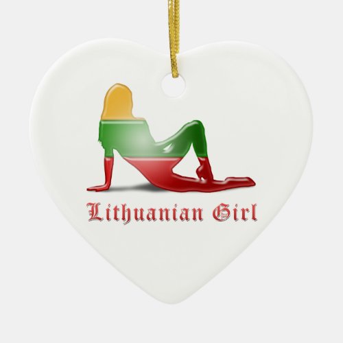 Lithuanian Girl Silhouette Flag Ceramic Ornament