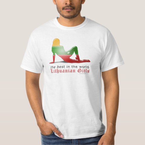 Lithuanian Girl Silhouette Flag T_Shirt