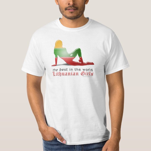 Lithuanian Girl Silhouette Flag T-Shirt (Front)