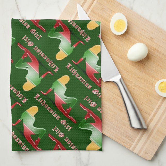 Lithuanian Girl Silhouette Flag Towel (Quarter Fold)