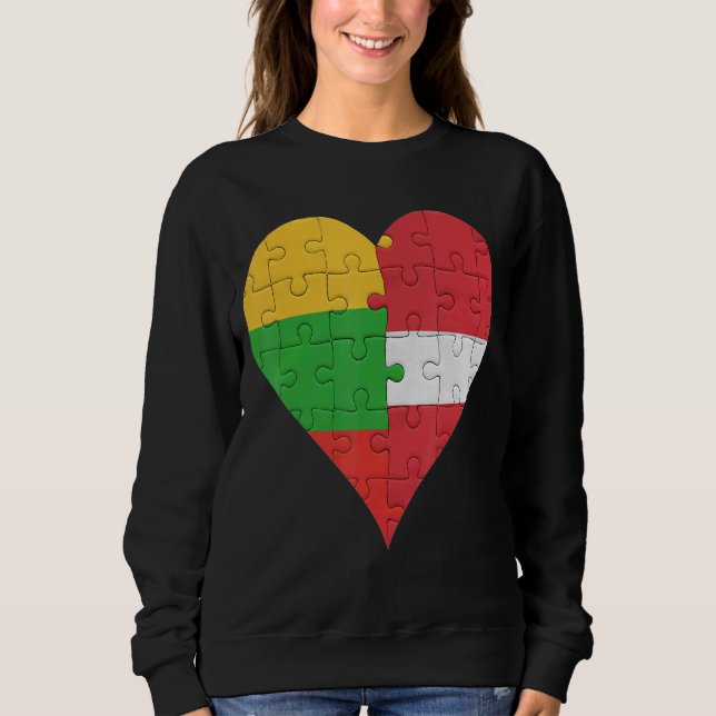 Lithuanian Latvian Flag Heart Sweatshirt (Front)