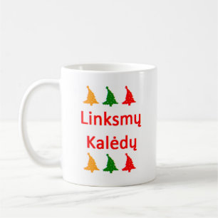 lithuanian linksmy kaledy coffee mug