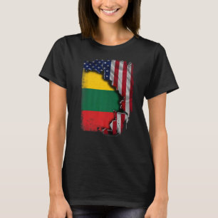 Lithuanian ROOTS Half American Flag Patrioitc Lith T-Shirt