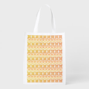 Lithuanian Vintage Folk art geometric star pattern Grocery Bag