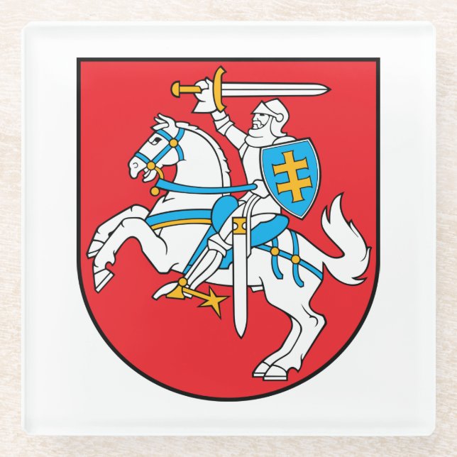 Lithuanian Vytis Glass Coaster (Front)