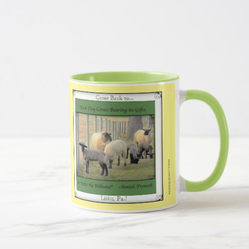 Lititz Pa Come Back Sheep Amish Proverb Mug