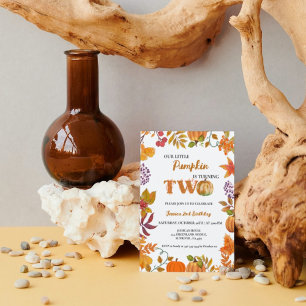 Litlle Pumpkin is turning two 2nd Girl Birthday Invitation