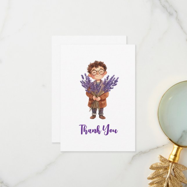 Litte Boy  Thank You Card (Front/Back In Situ)