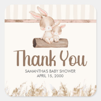 Litte Bunny Baby Shower Square Sticker