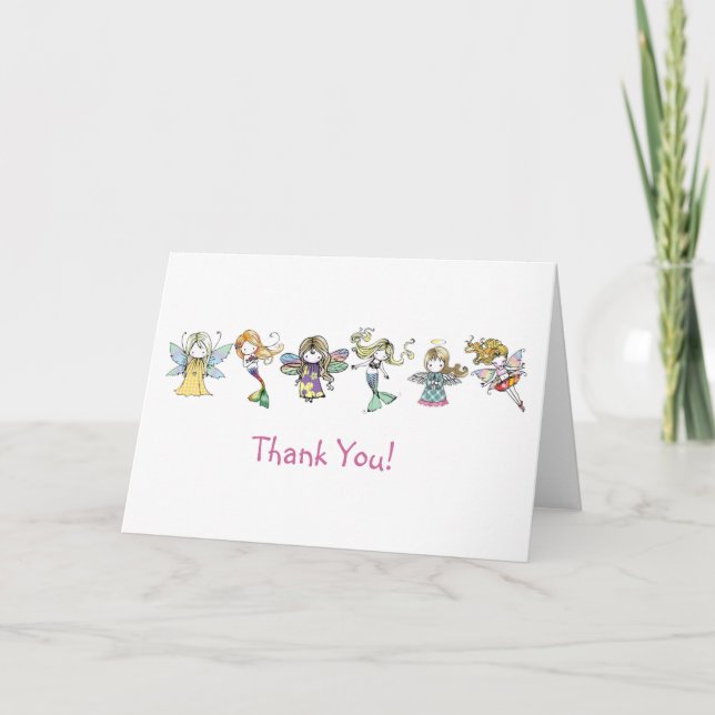 Litte Cuties Fairy Mermaid Angel Thank You Card (Front)