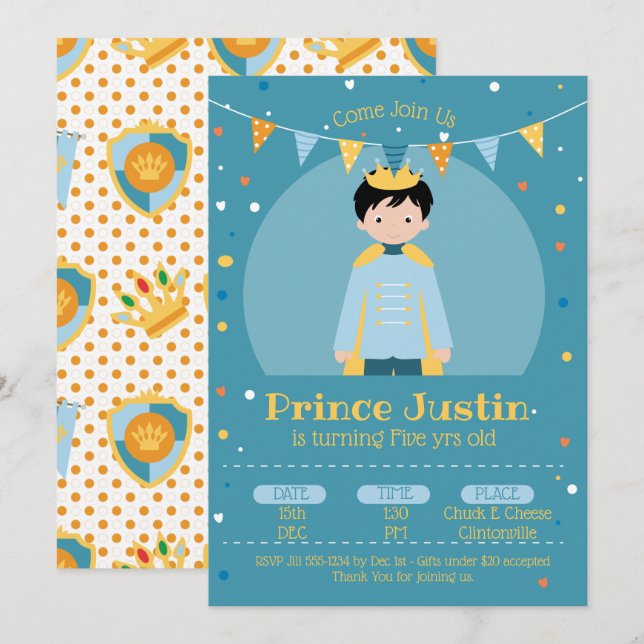 Litte Prince Birthday Party Invitation (Front/Back)