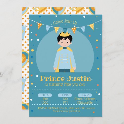 Litte Prince Birthday Party Invitation