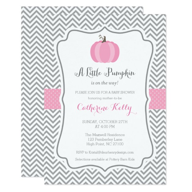 Litte Pumpkin Fall Baby Shower Invitation, Girl Card
