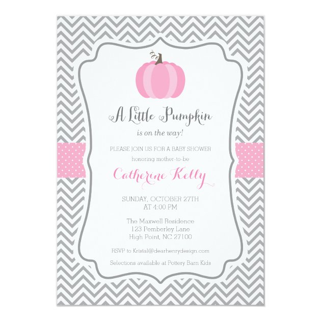 Litte Pumpkin Fall Baby Shower Invitation, Girl Card