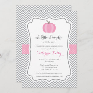 Litte Pumpkin Fall Baby Shower Invitation, Girl Invitation