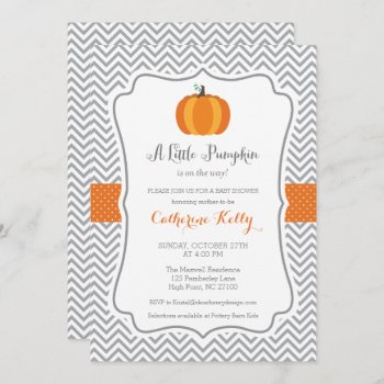 Litte Pumpkin Fall Baby Shower  Orange Neutral Invitation by DearHenryDesign at Zazzle