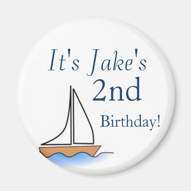 Litte Sailboat Nautical Birthday Magnet (Front)