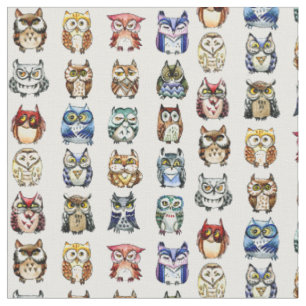 Littel Rainbow owls - funny pattern Fabric