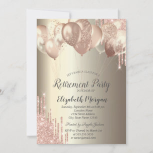 litter Drips Balloons Champagne Retirement Invitation