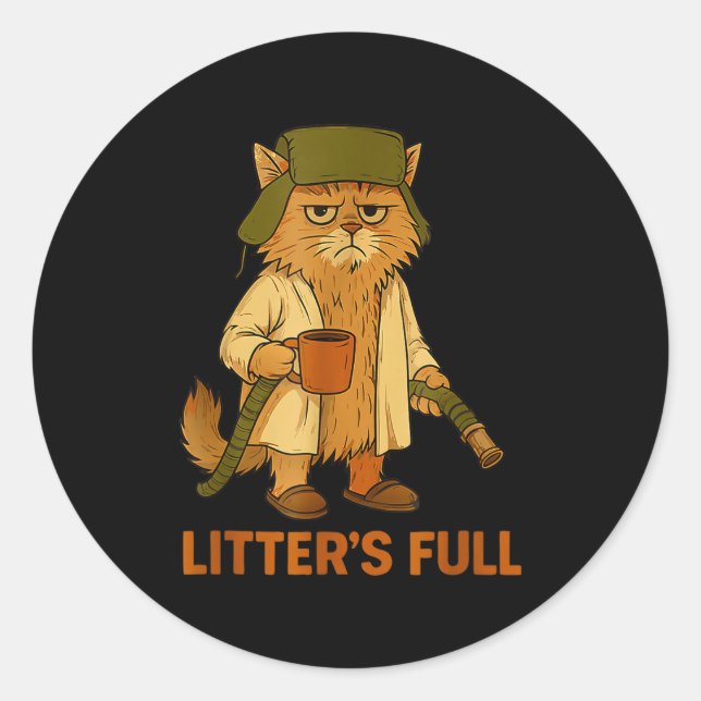 Litter’s Full Funny Cat Lovers Christmas For Men W Classic Round Sticker (Front)