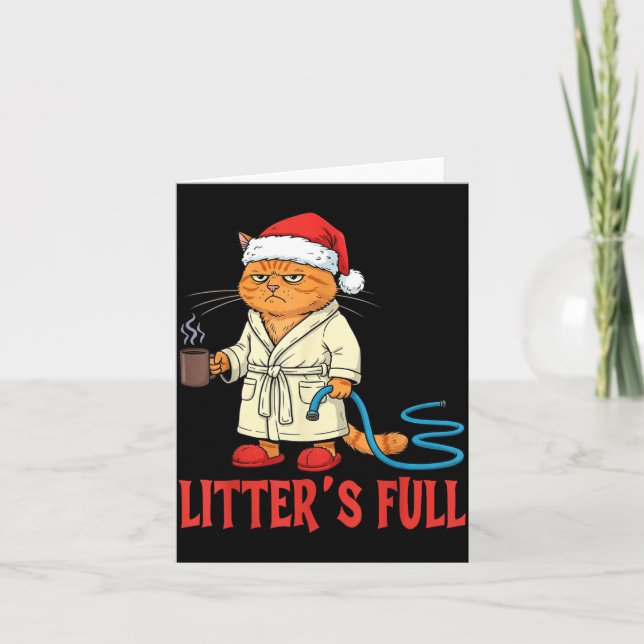 Litter’s Full Funny Cat Lovers Christmas Xmas  Card (Front)
