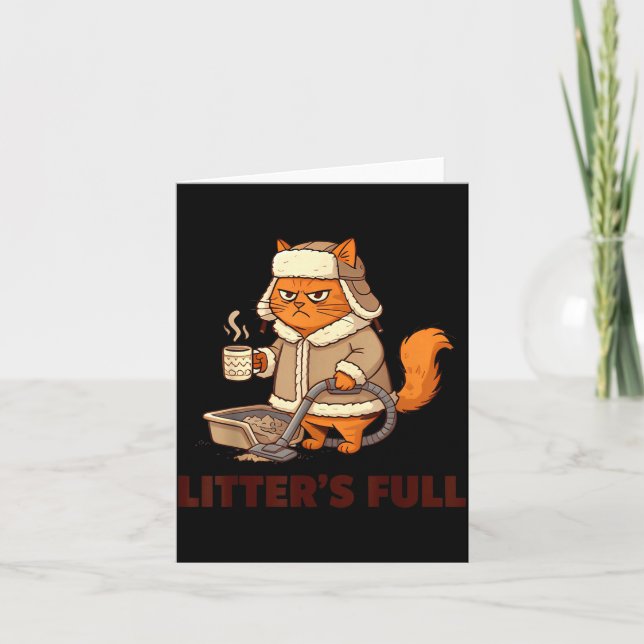 Litter’s Full Funny Cat Lovers Christmas Xmas  Card (Front)