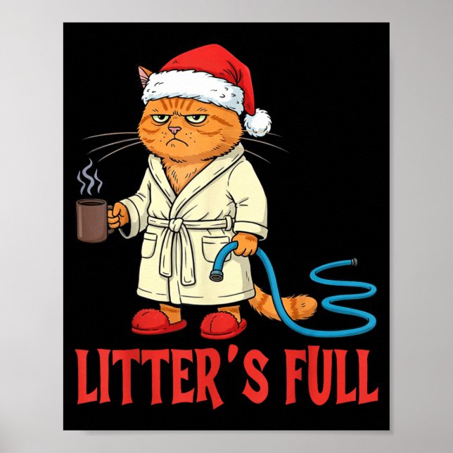 Litter’s Full Funny Cat Lovers Christmas Xmas  Poster (Front)