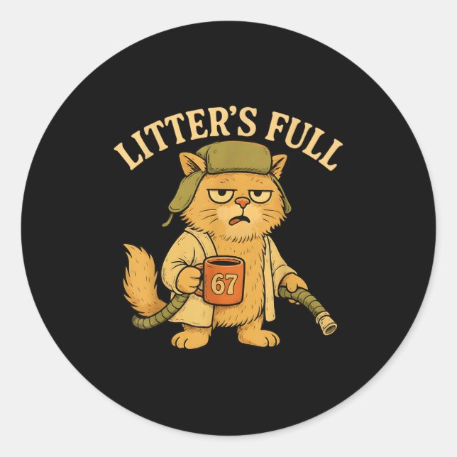 Litter’s Full Funny Six Seven 67 Meme Cat Lovers C Classic Round Sticker (Front)