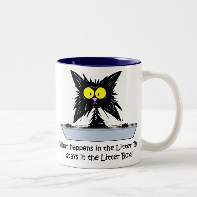 Litterbox Cat Two-Tone Coffee Mug (Right)