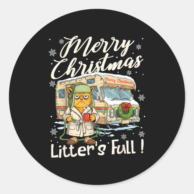 Litter's Full Funny Cat Parody Outfit Sarcastic Ch Classic Round Sticker (Front)