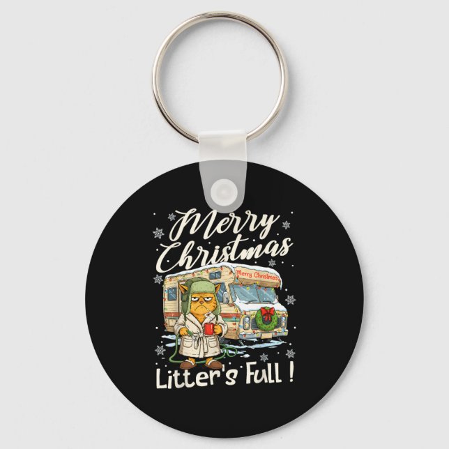 Litter's Full Funny Cat Parody Outfit Sarcastic Ch Keychain (Front)
