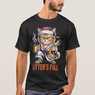 Litter's Full Grumpy Cat Santa Funny Holiday Humor T-Shirt