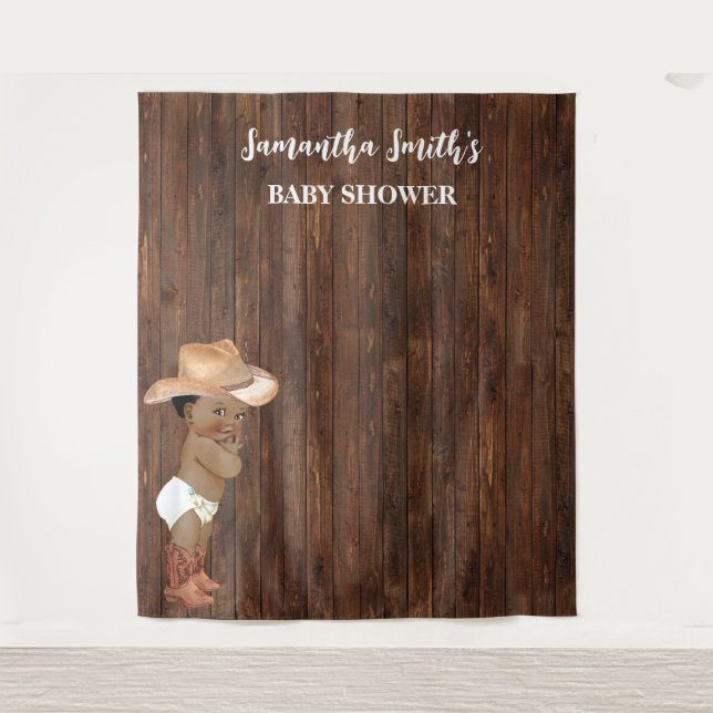 Little AA Baby Cowboy Western Baby Shower Backdrop (Front)